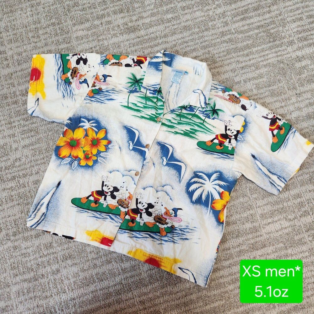 Sunday Comics Men's Mickey linen blend short sleeve button down size M